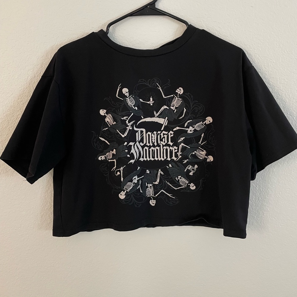 Killstar Danse Macabre Black and White Graphic Crop T-Shirt